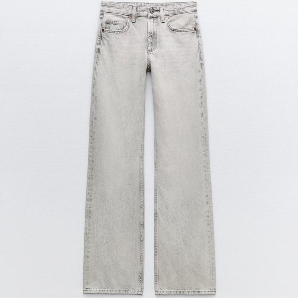Mid-rise Zara Z1975 wide leg gray jeans. - Picture 8 of 9